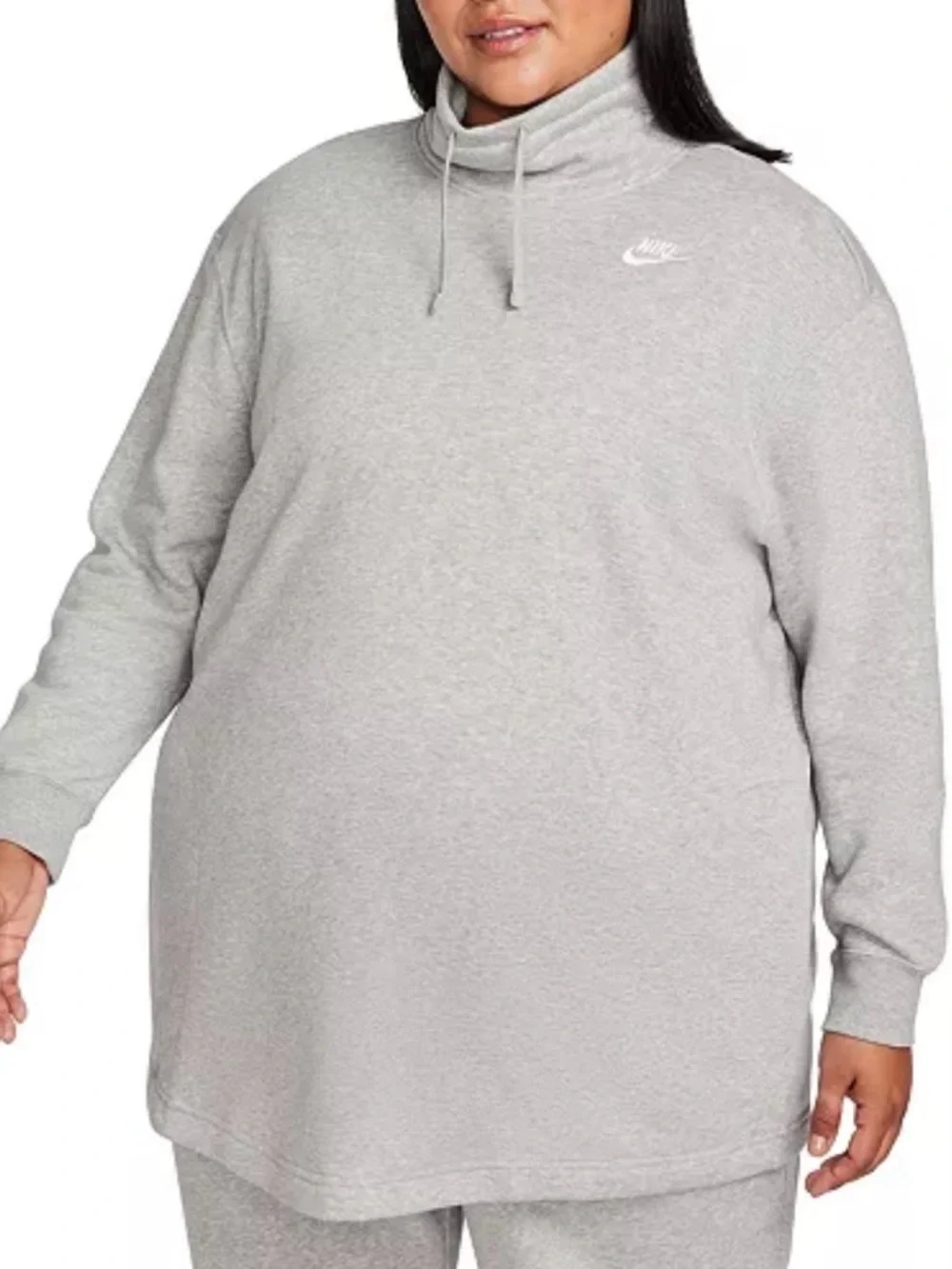 Nike Plus Size Oversized Mock-Neck Fleece Sweatshirt in Grey, Size 3X, NWT